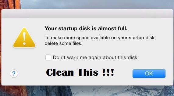 how to clear startup disk files